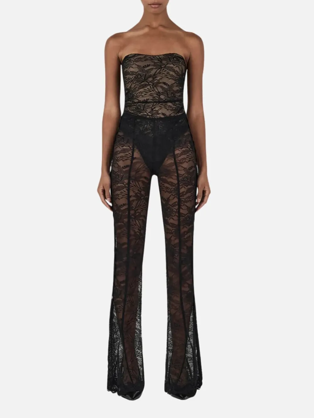 Sheer Lace Flared Pants