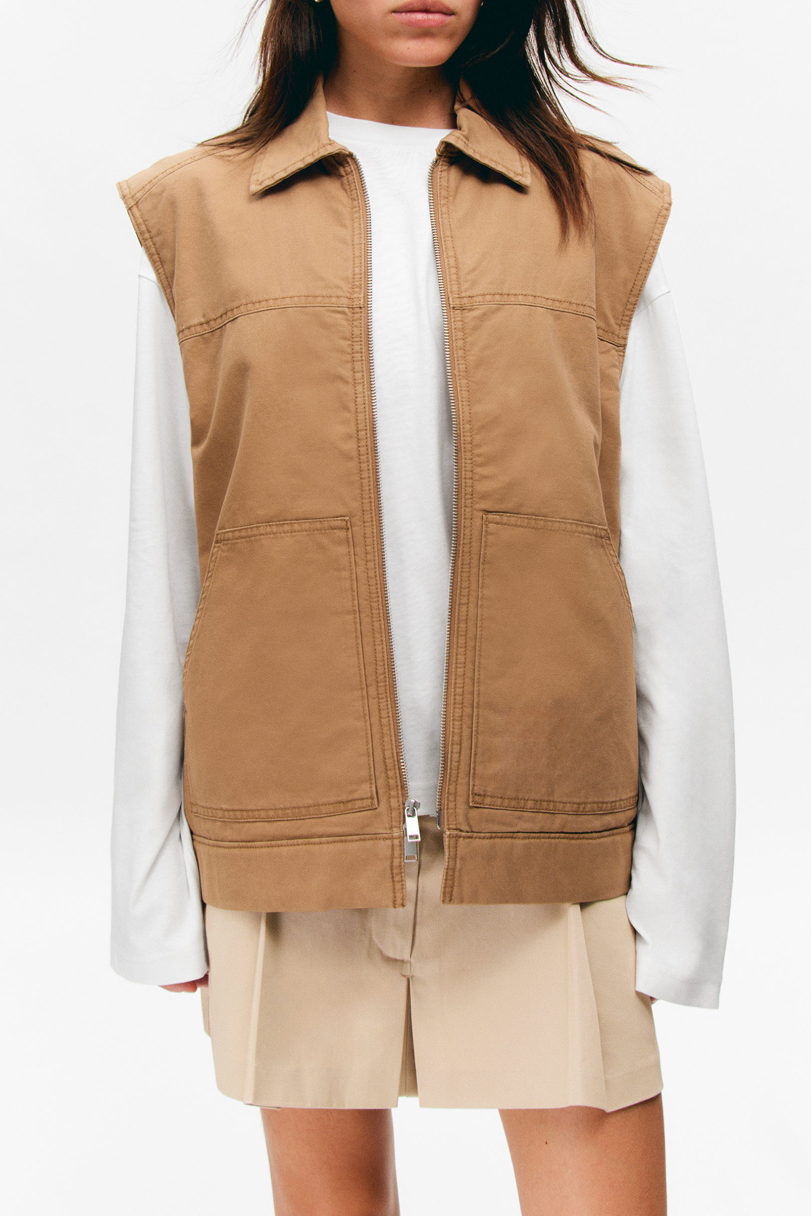 Pocketed Zip Up Vest