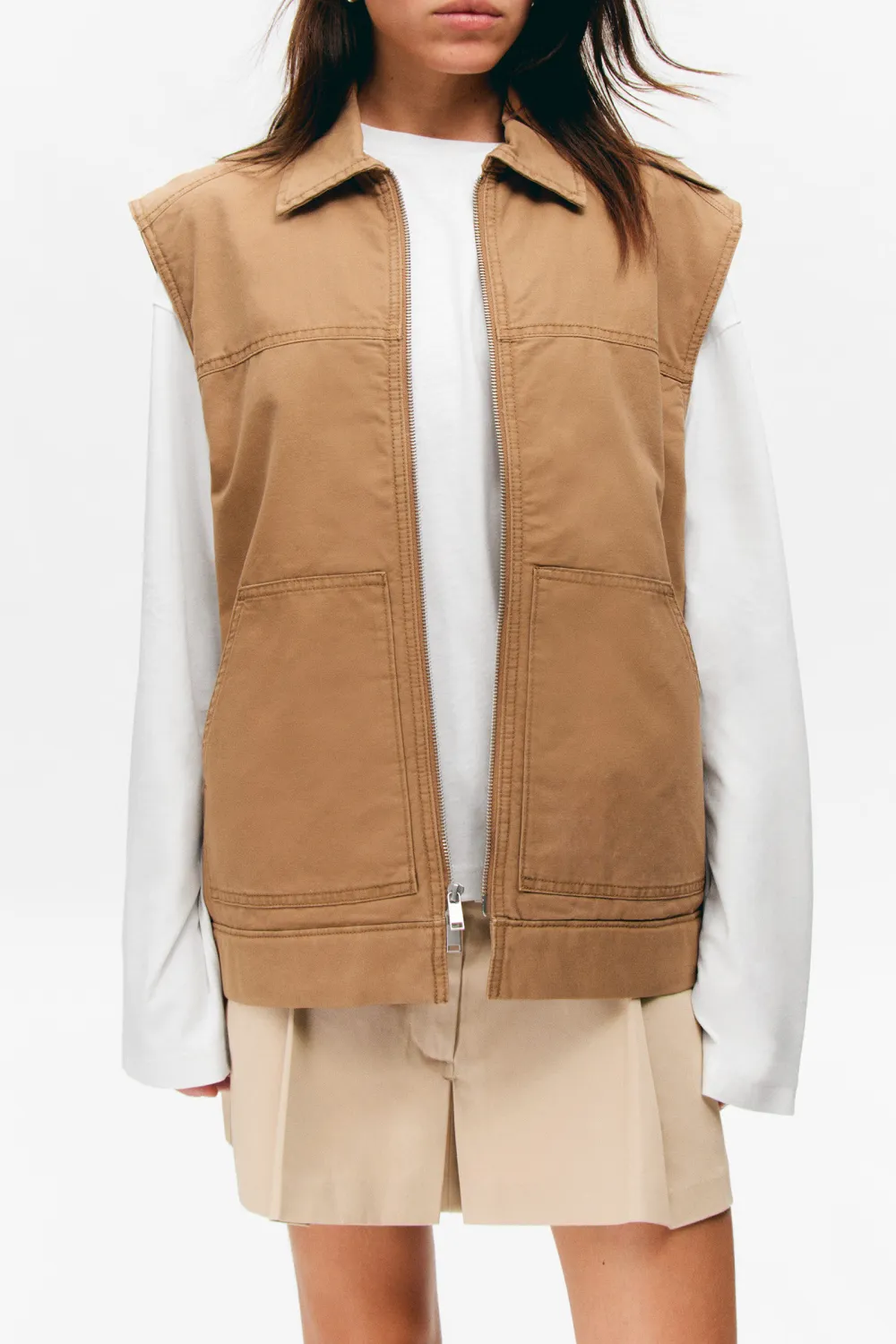 Pocketed Zip Up Vest