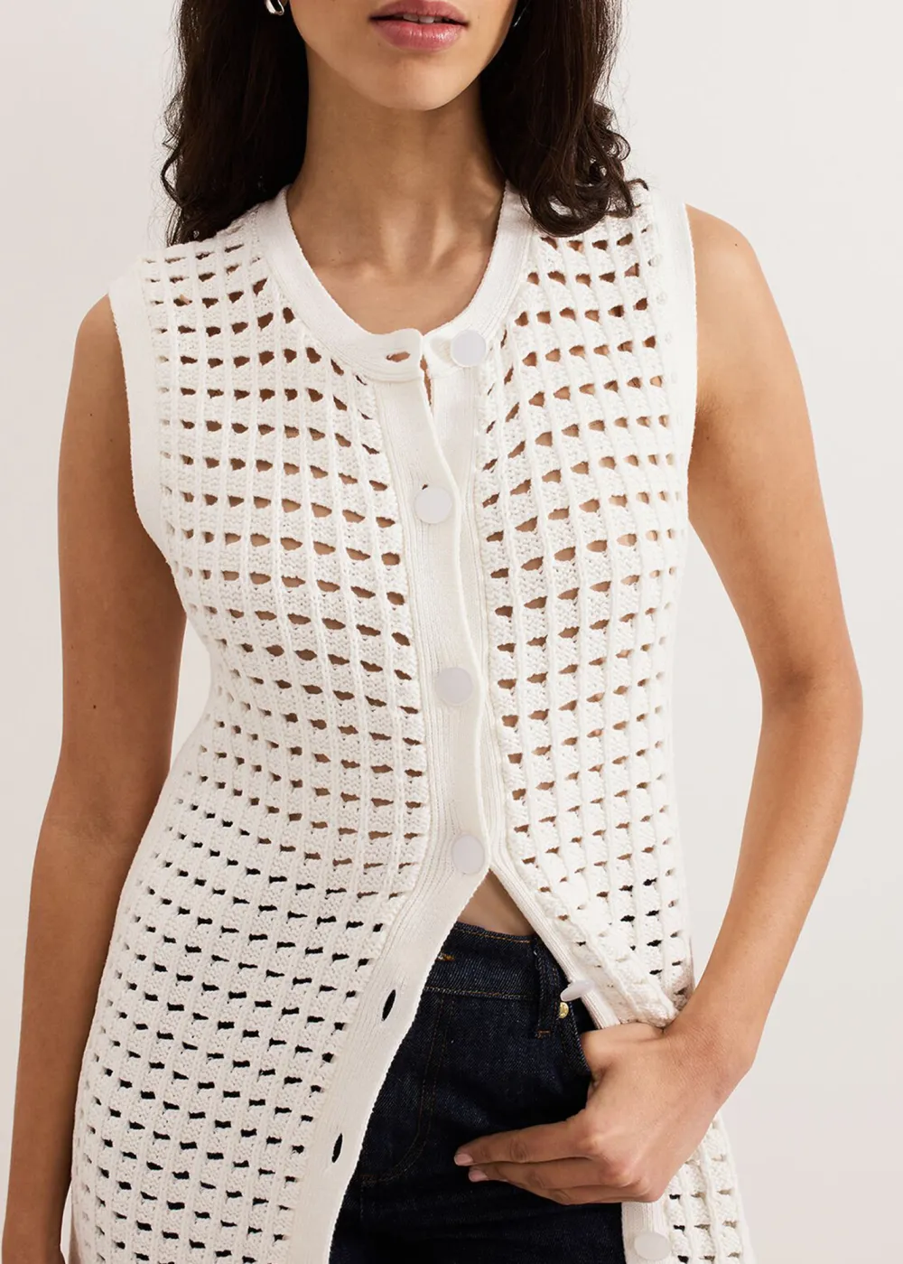 Knitted Open-Work Women's Top