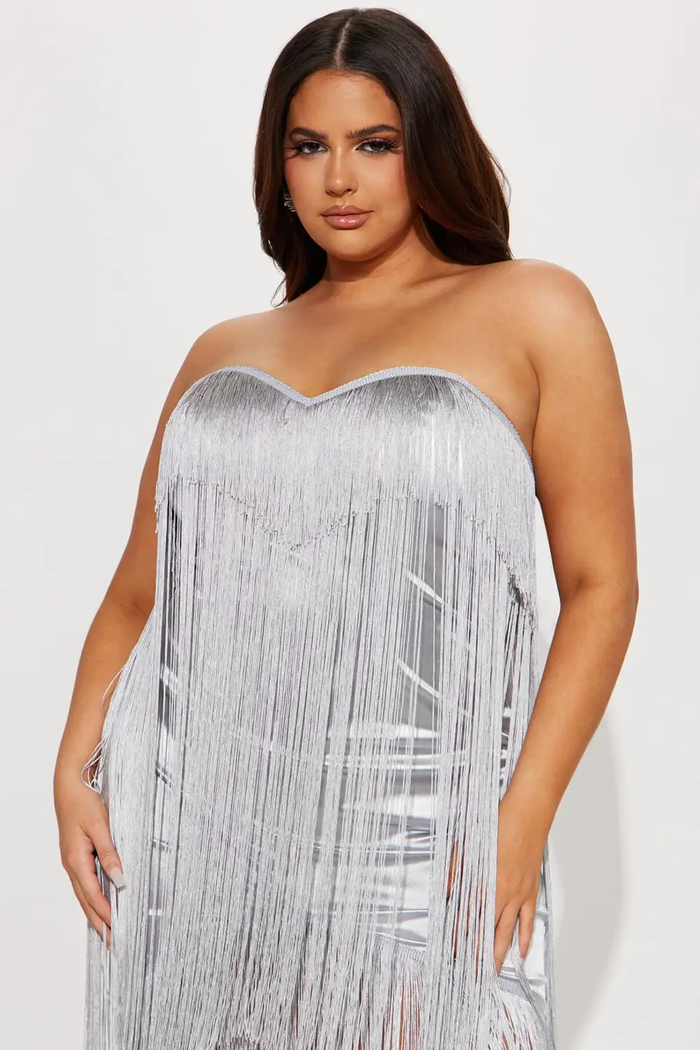 Farrah Fringe Mini Dress - Silver