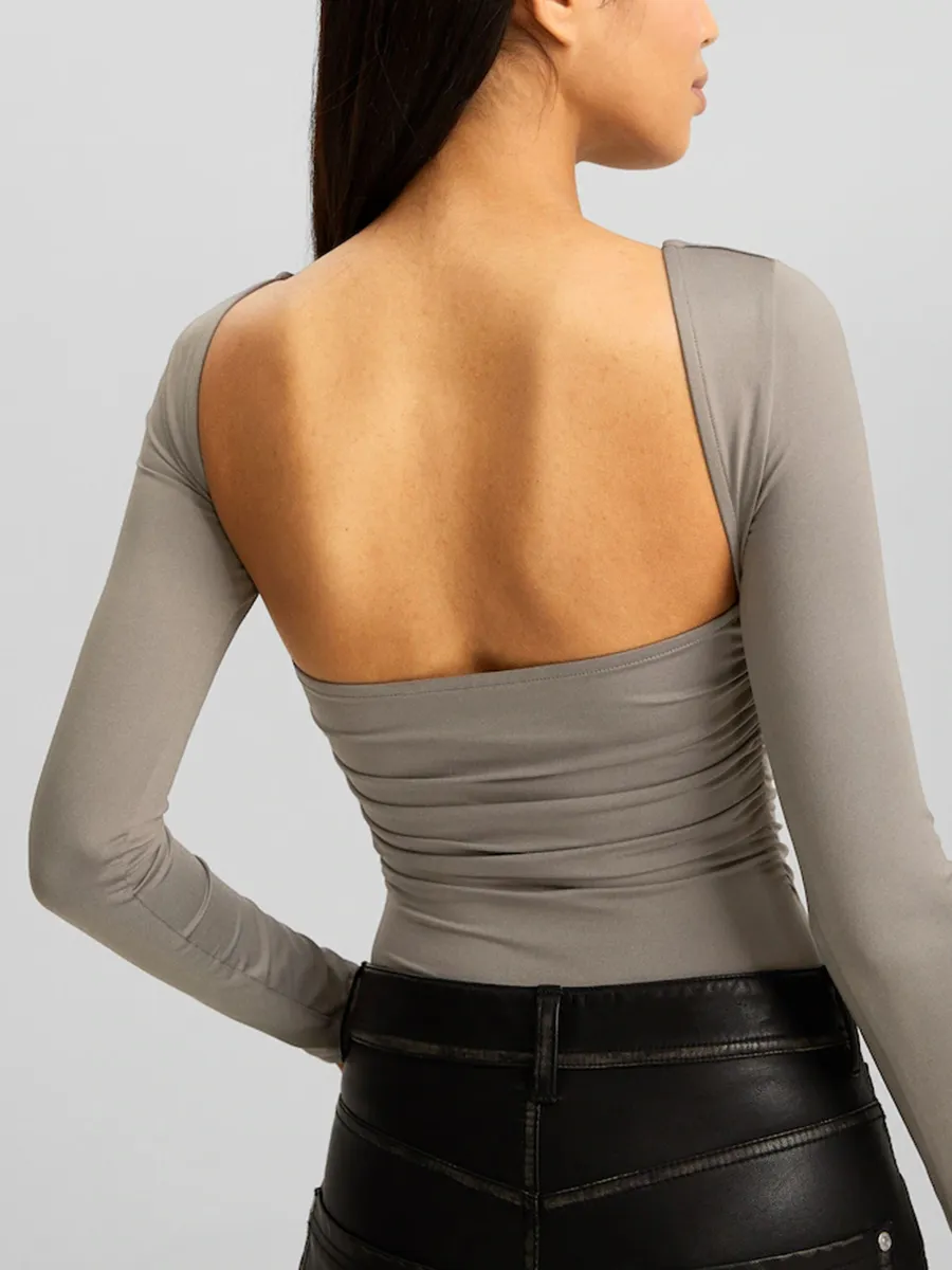Body Manga Larga Frunce Lateral