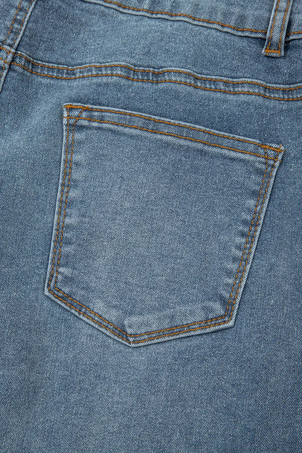 Button High Waist Piping Trim Bootcut Jeans