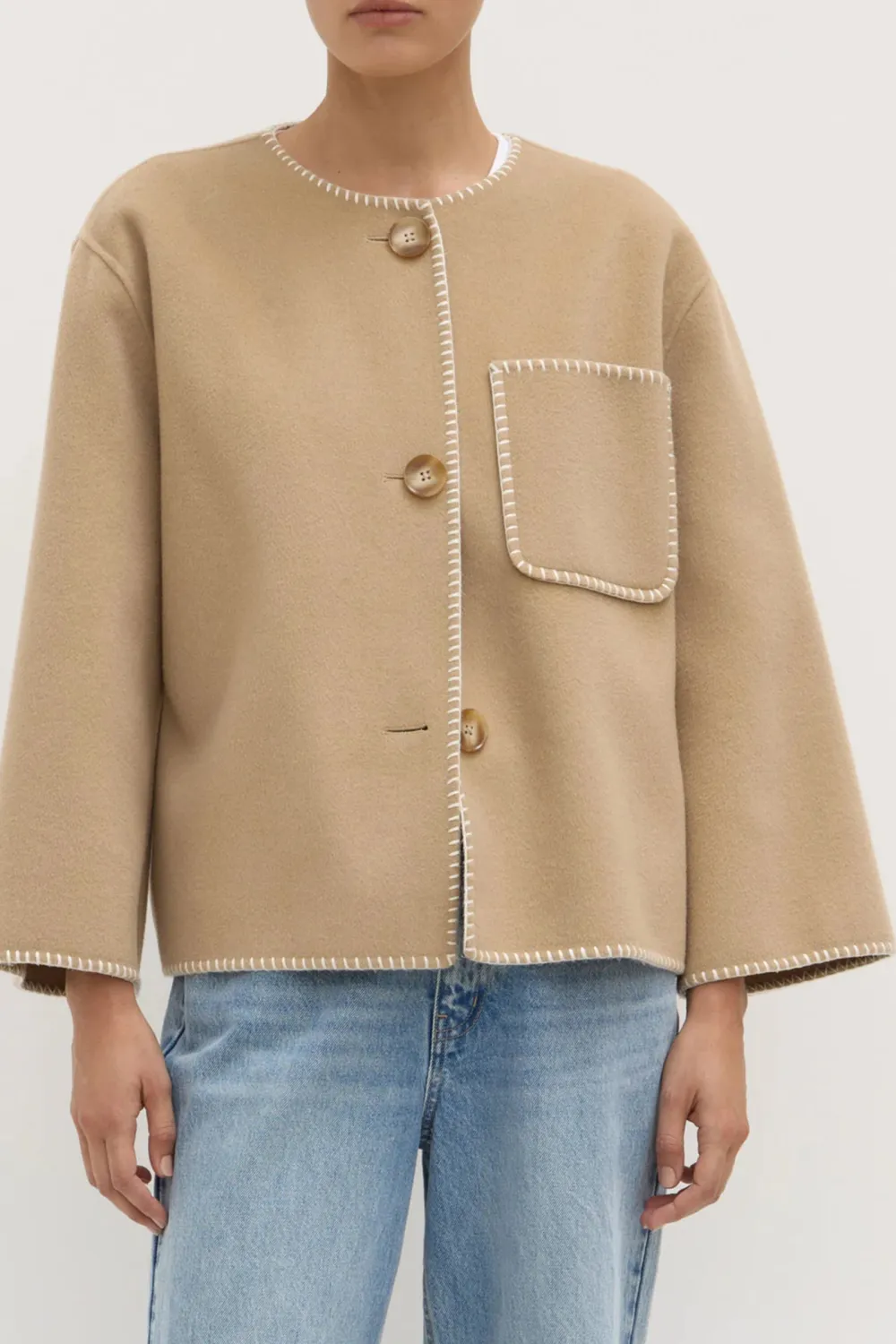 Coat With Carpet Style Stitching