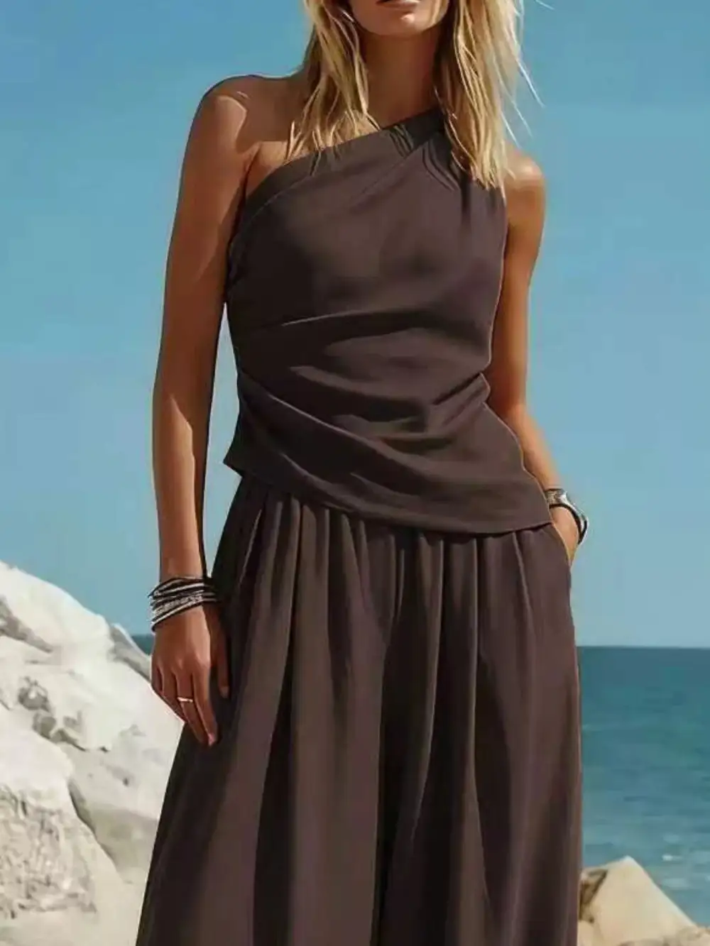 Wide Leg Shoulder Jumpsuit