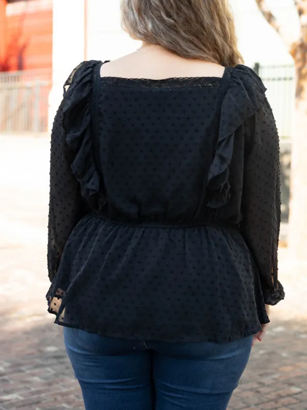 Square Collar Ruffled Shirt