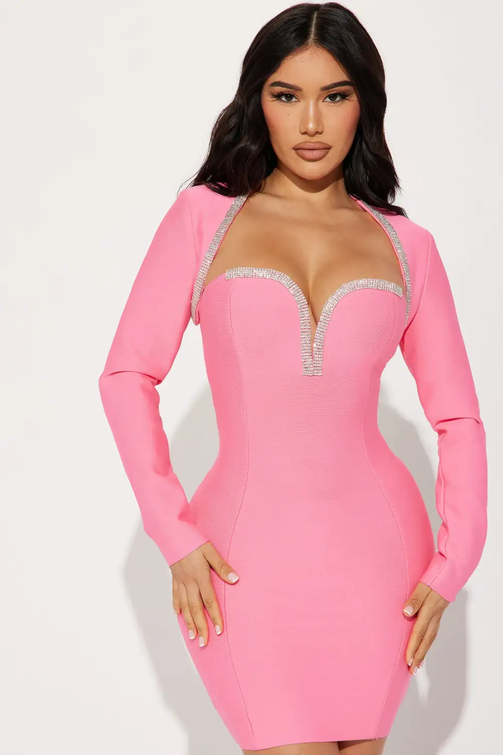 Rachel Embellished Mini Dress - Pink