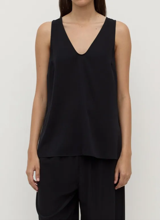 Black Silk Scoop-Neck Tank