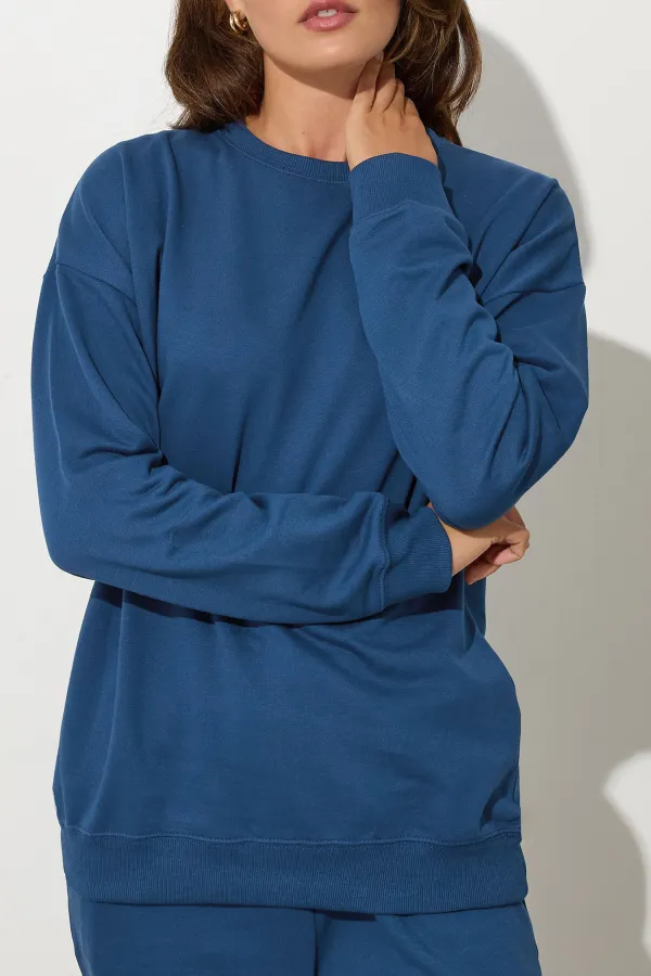 Round Neck Shoulder Sweatshirt