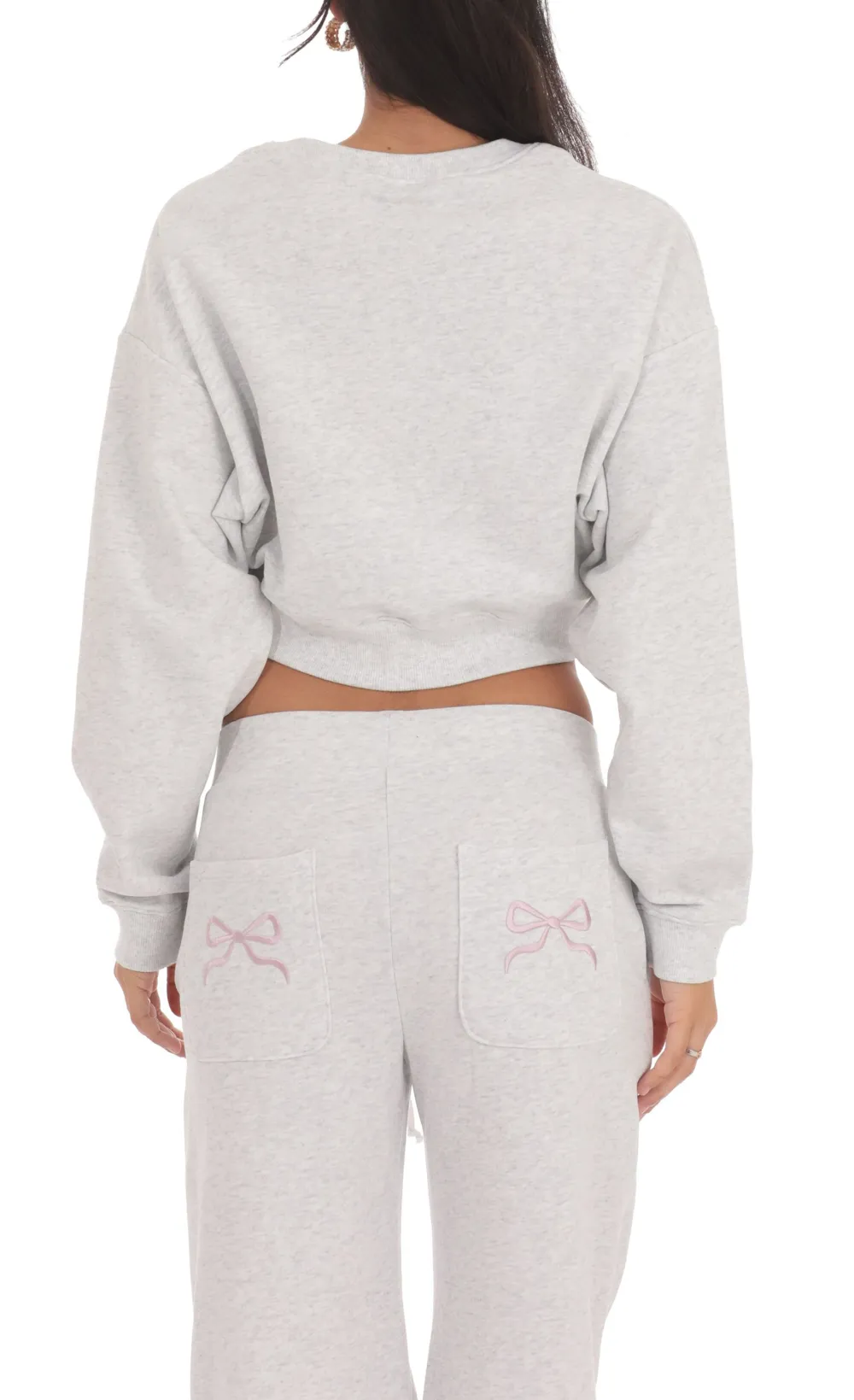 Cropped Jumper In Heather Grey
