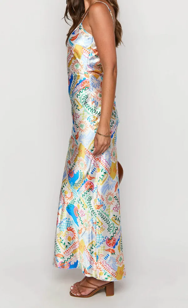 Satin Dolce Print Maxi Dress