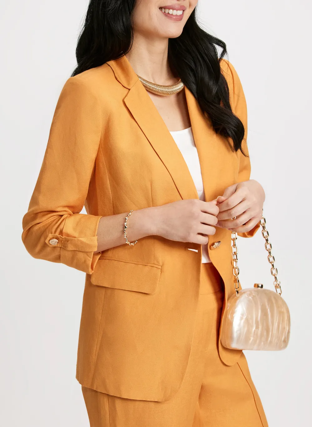 Ivory Linen Blend Blazer