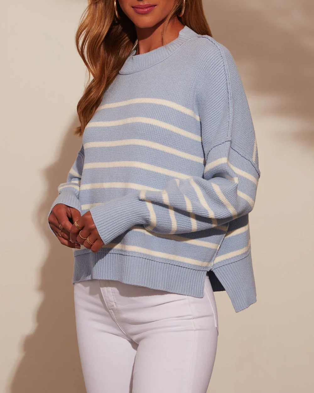 Emory Mock Neck Striped Pullover Sweater