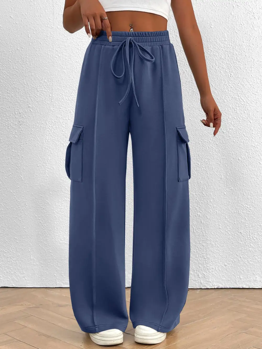 High Waist Cargo Pants With Drawstring