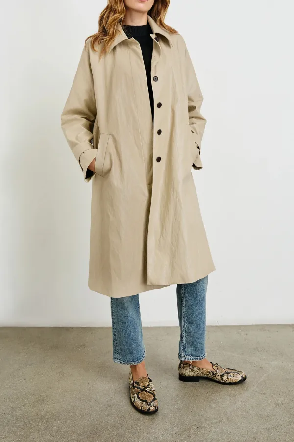 Leather-Covered Waterproof Long Women's Coat