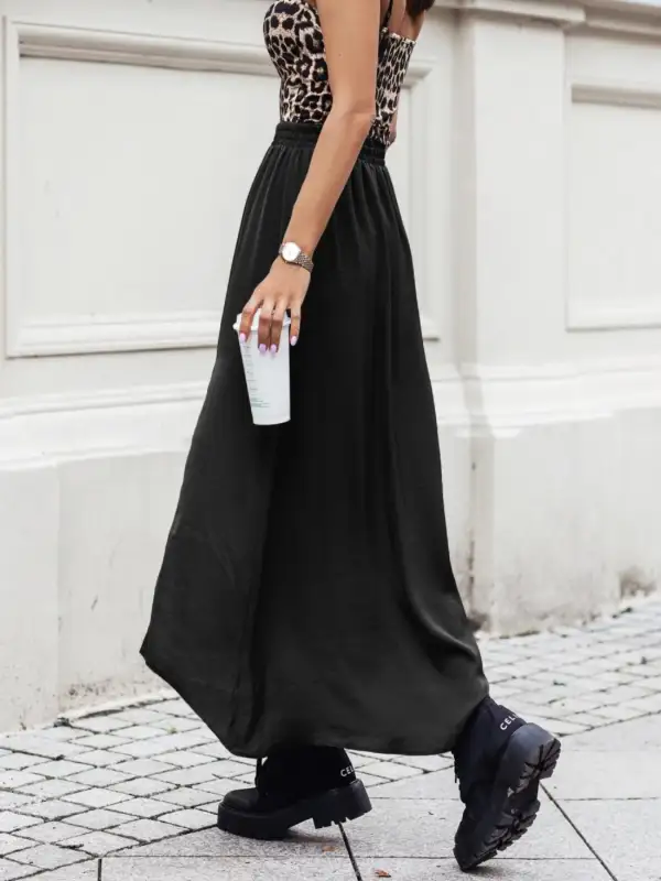 Side Slit Elastic Maxi Skirt