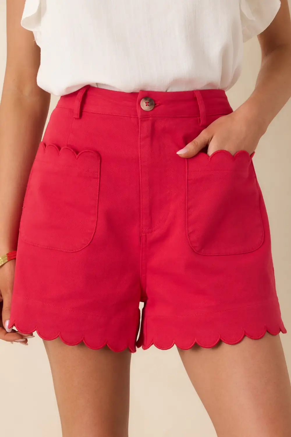 Cotton Scalloped Trim Shorts
