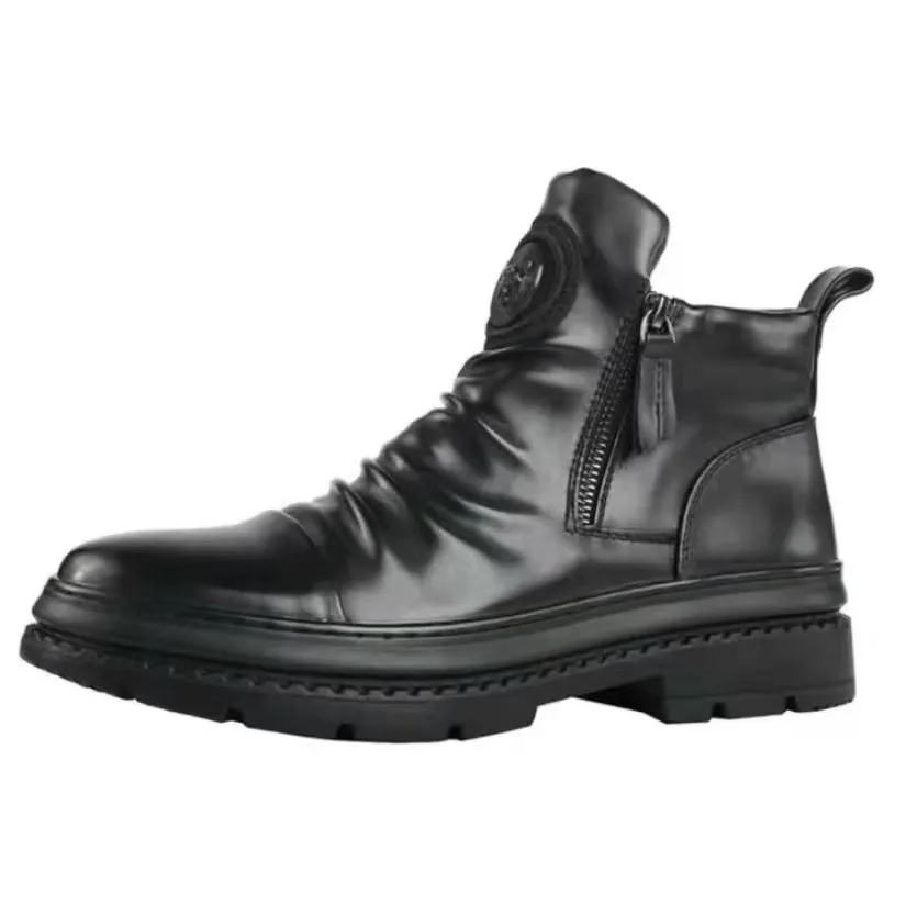 High-Top New Men's Shoes, Men's Boots, Versatile Zipper Shoes, Korean Style Martin Boots, Men's Casual Shoes
