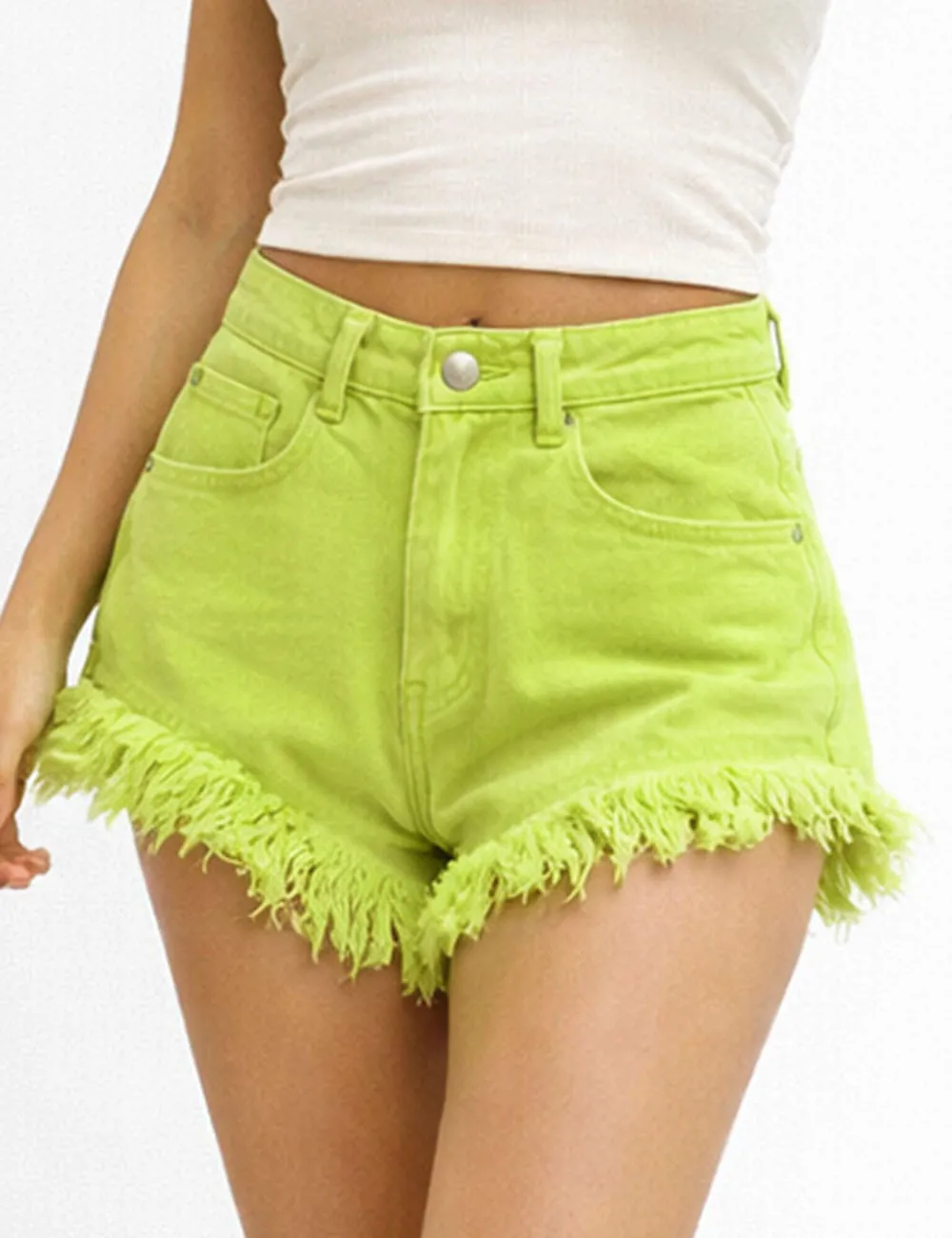 Pocket Frayed Denim Shorts