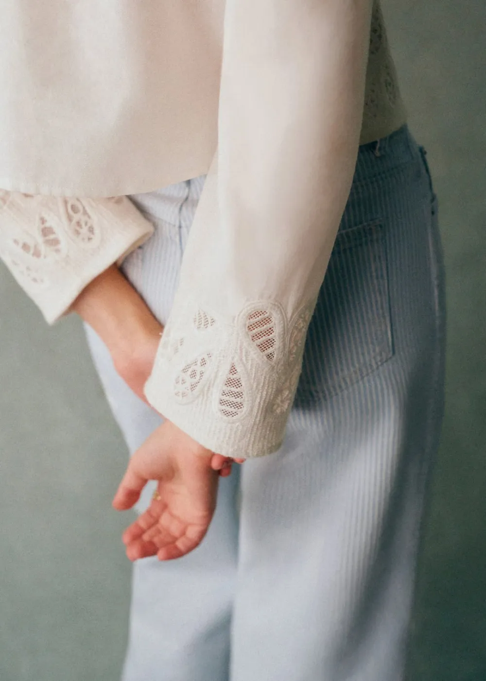 Beige Long Sleeved Crop Top