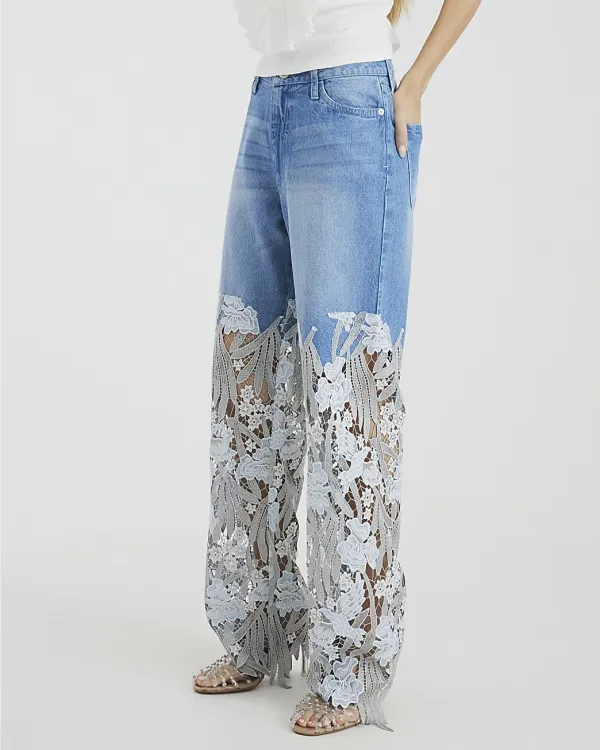 Creative Floral Hollow Design Women's Tousers