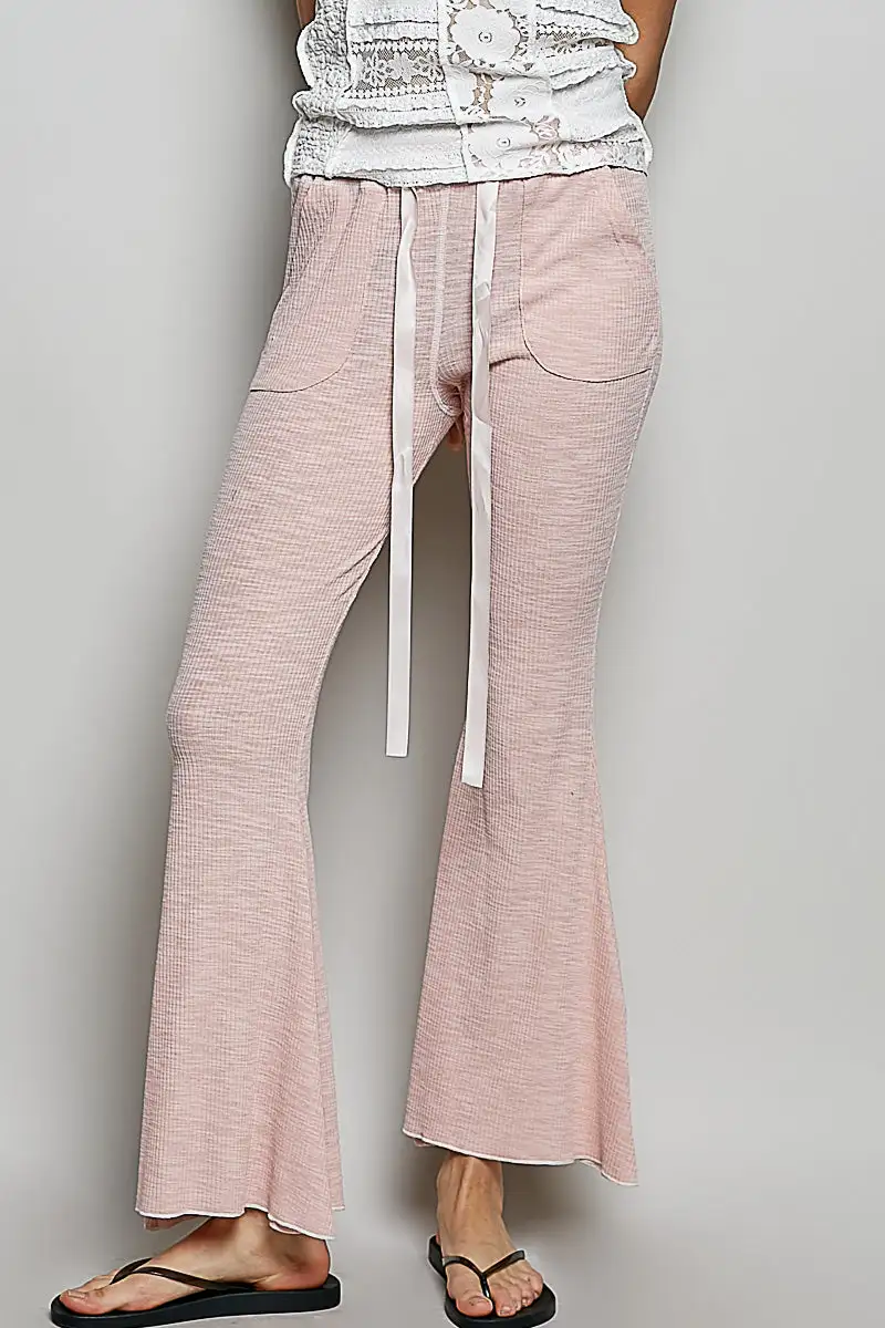 Everyday Drawstring Textured Ribbed Knit Pants