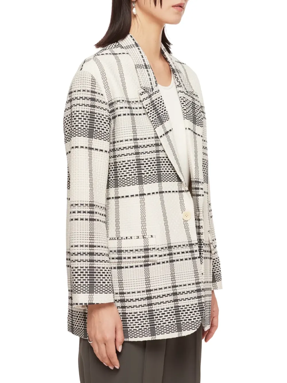 Checkered Print Oversized Blazer