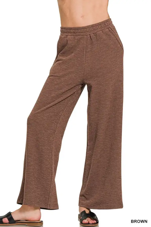Cotton Slub Wide Leg Pants
