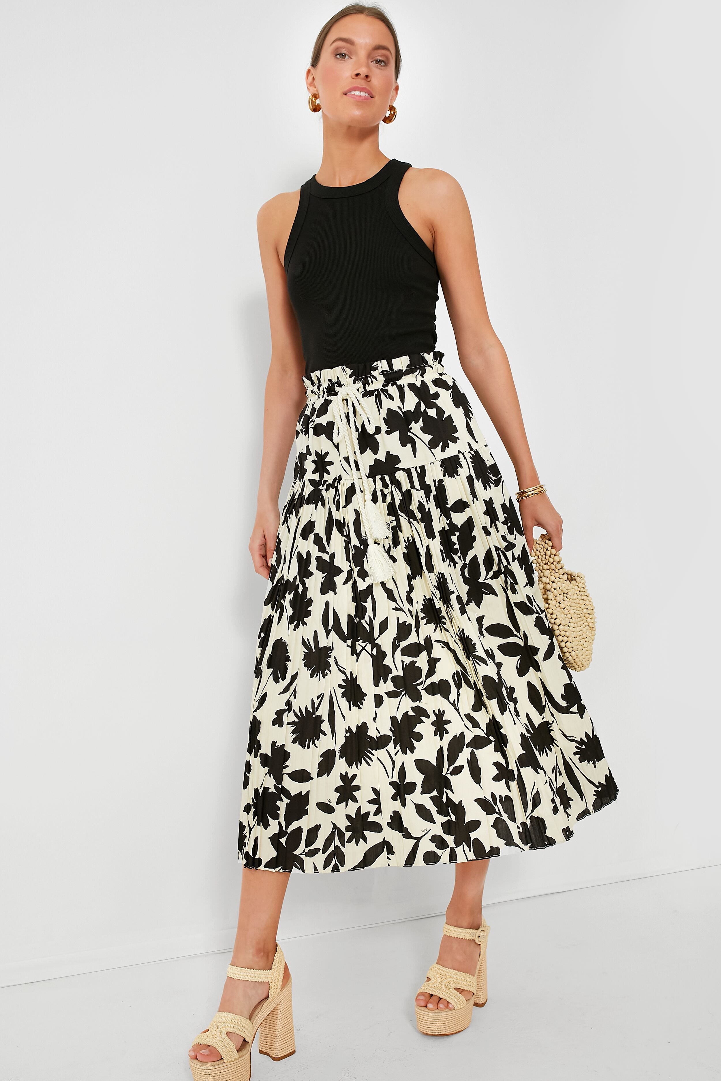 Exclusive Ivory Floral Midi Skirt