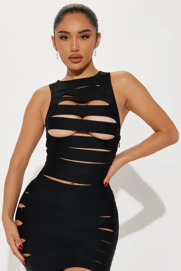 Brooke Bandage Midi Dress - Black
