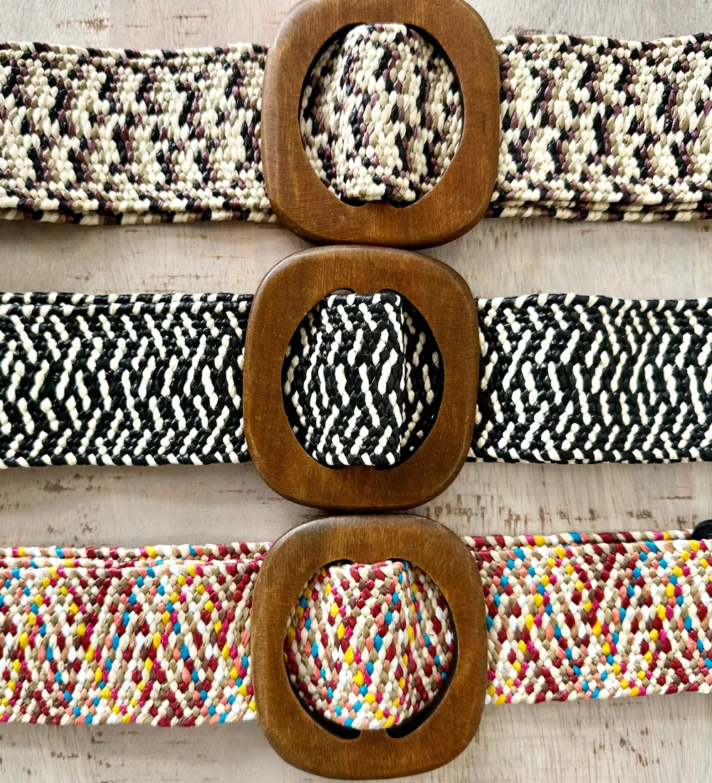 Stretchy Raffia Straw Woven Belt