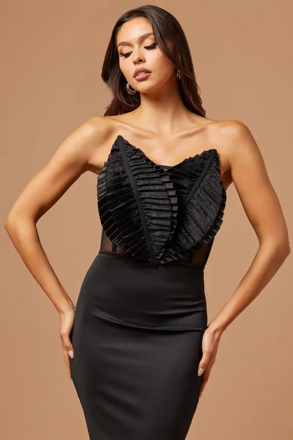 Moana Strapless Midi Dress - Black