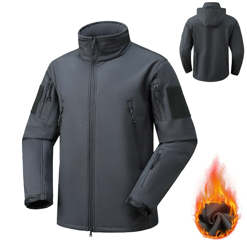 Men's Softshell Jacket Set Windproof Water-Resistant Fleece-Lined Durable