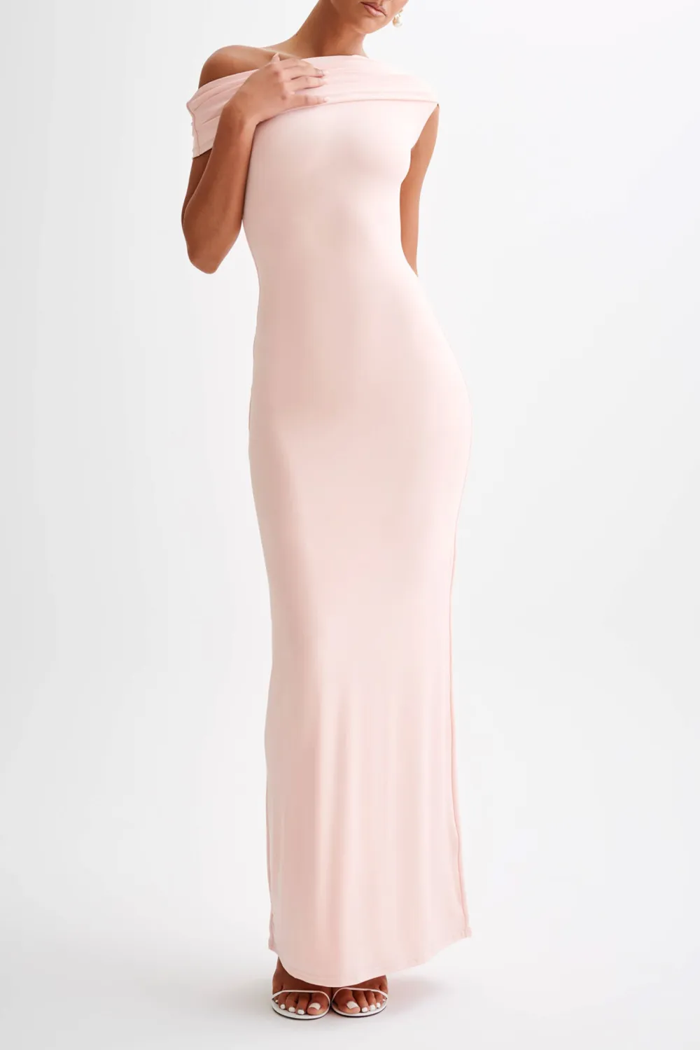 Off Shoulder Slinky Maxi Dress