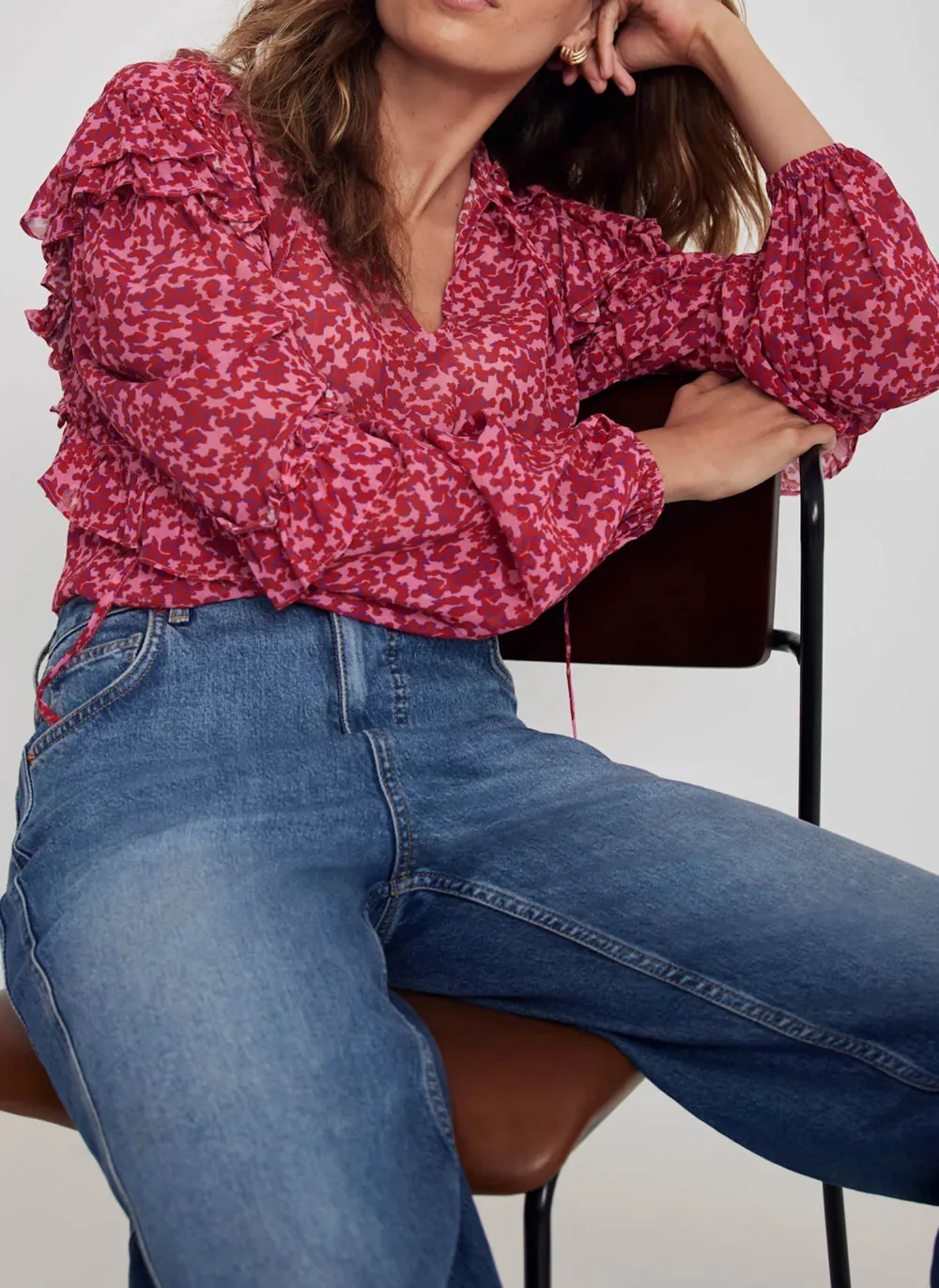 Casual Style Pink Floral Print Blouse