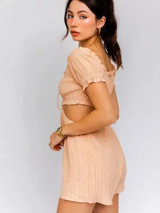 Turning Heads Off-Shoulder Cutout Romper