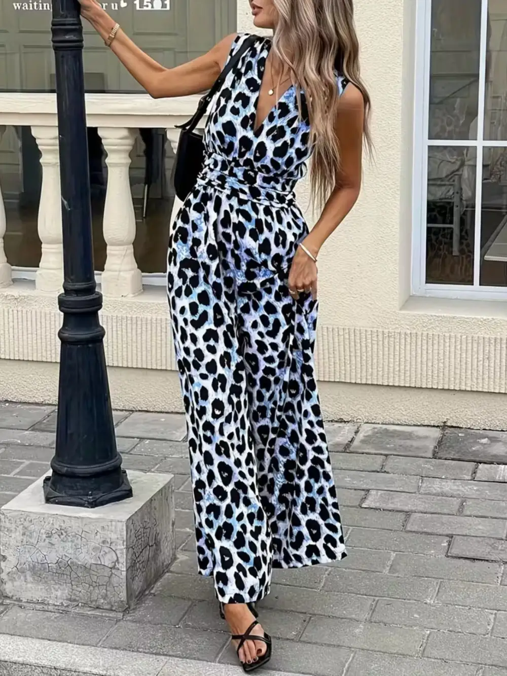 Leopard Print Wide Leg Jumpsuit