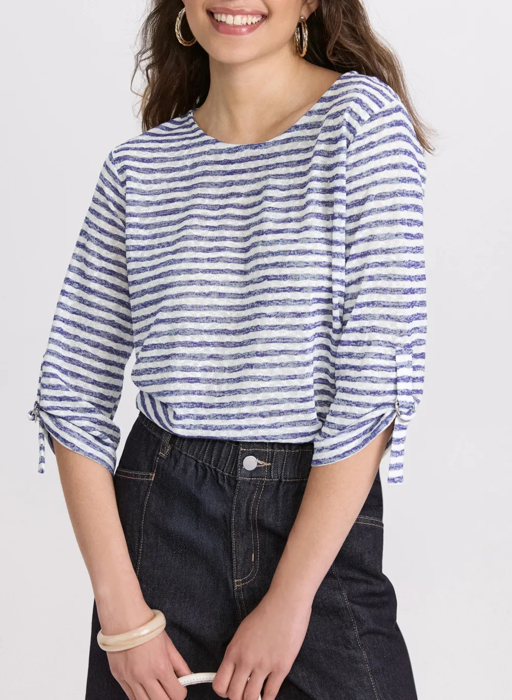 Casual Chiffon Top With Striped Print