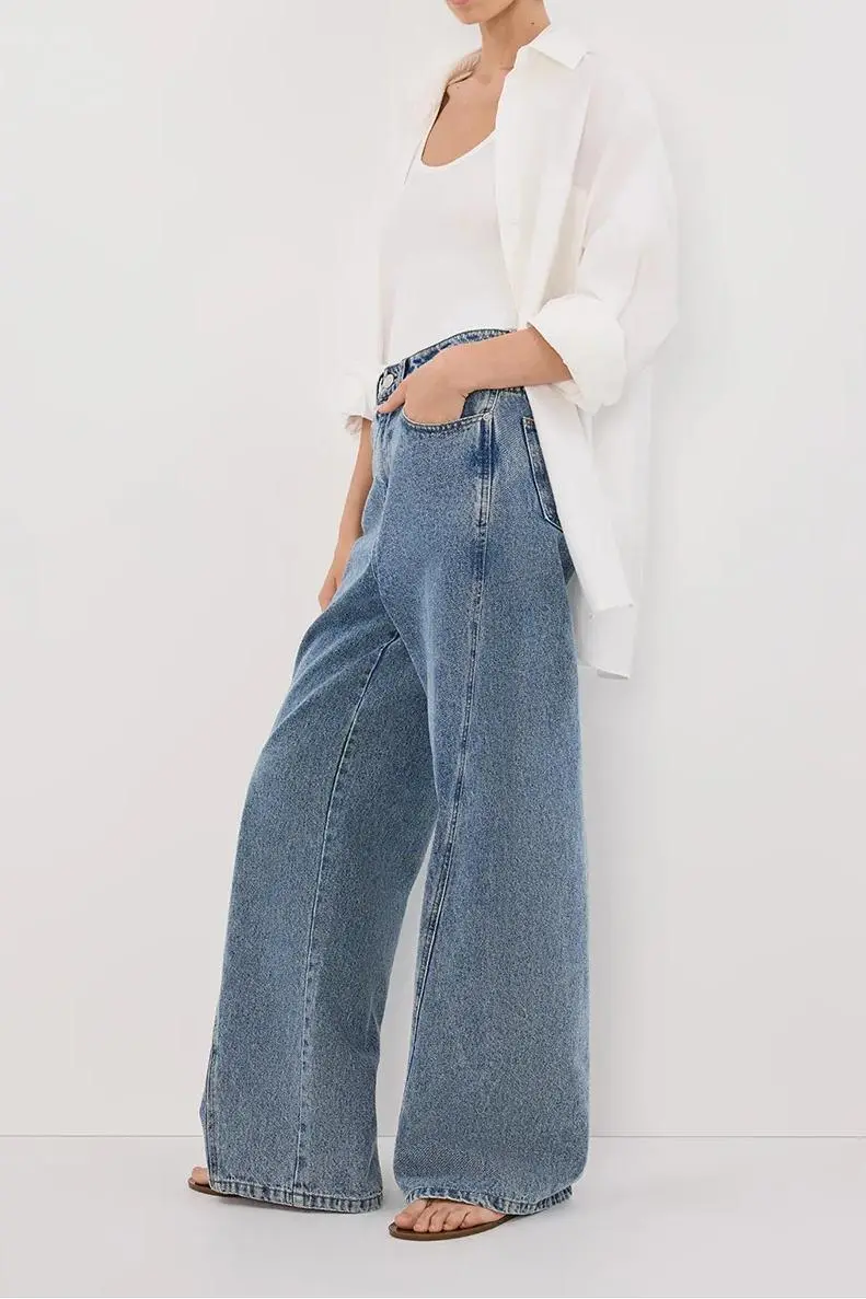MID BLUE WIDE LEG JEAN