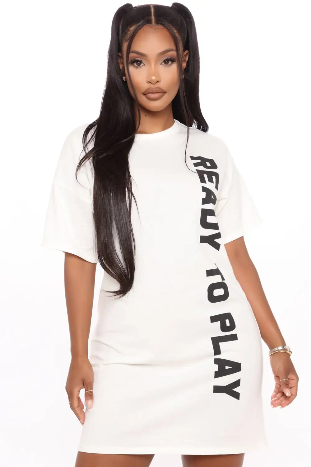 We're Ready To Play T Shirt Dress - White