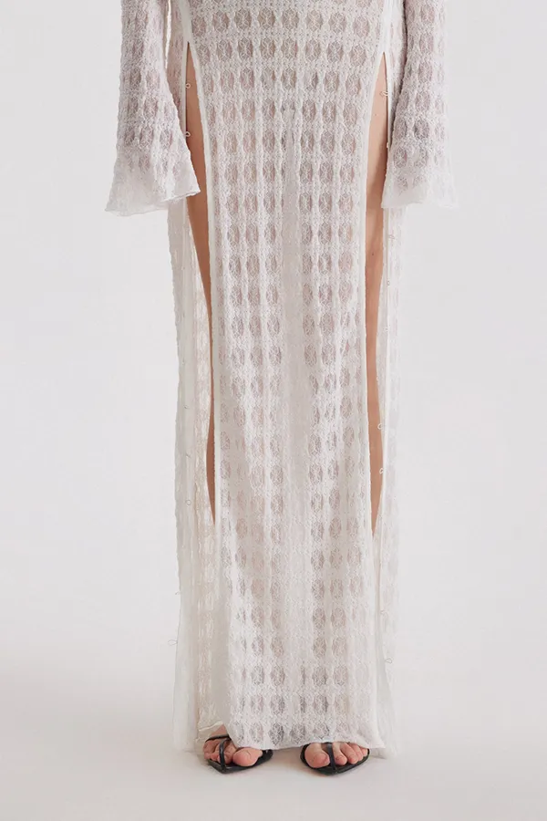Long Sleeve Maxi Dress-White