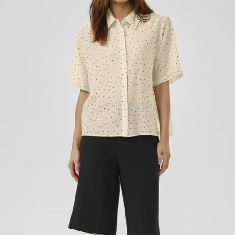 Dot Viscose Bow Detail Shirt