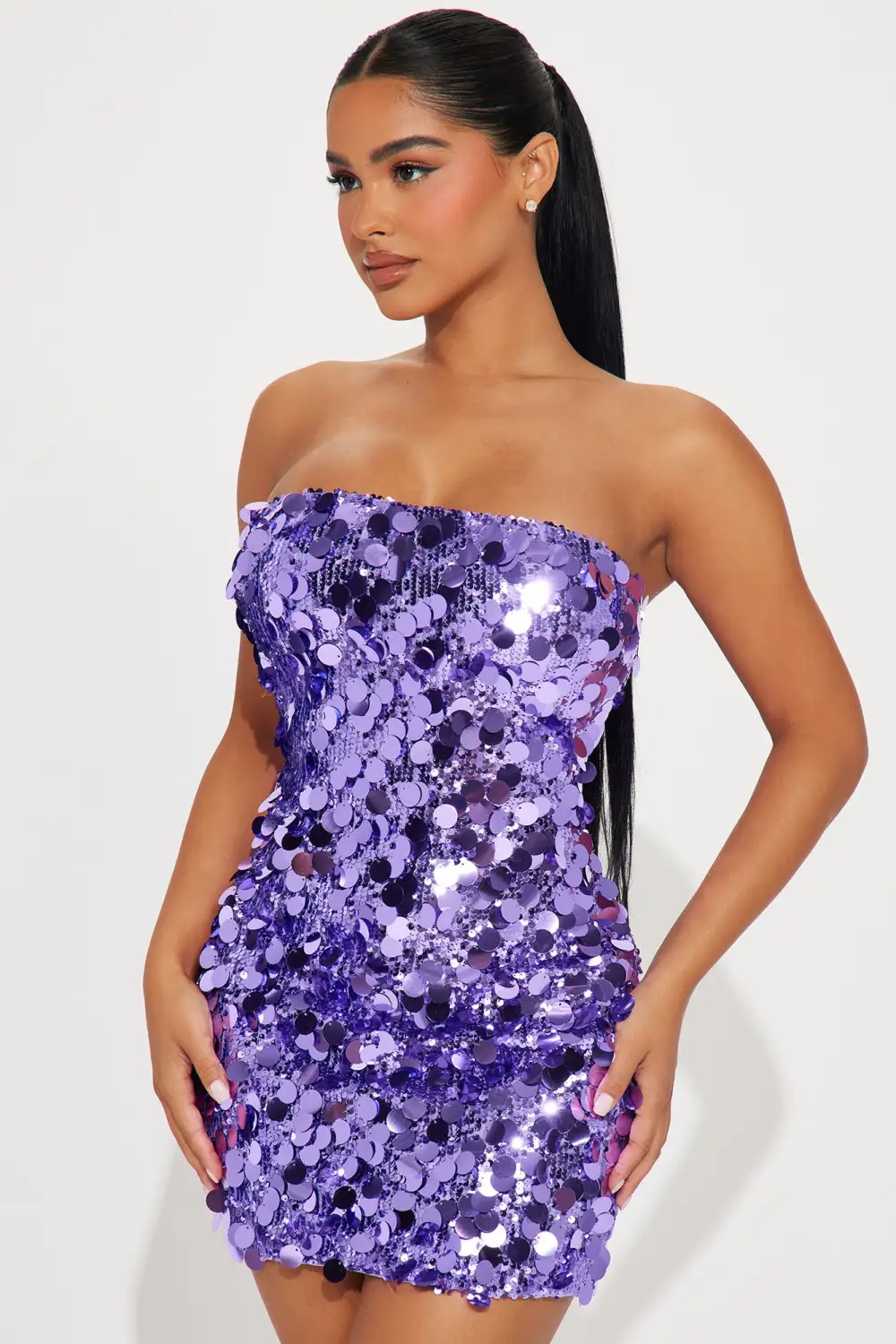 Amber Sequin Mini Dress - Purple