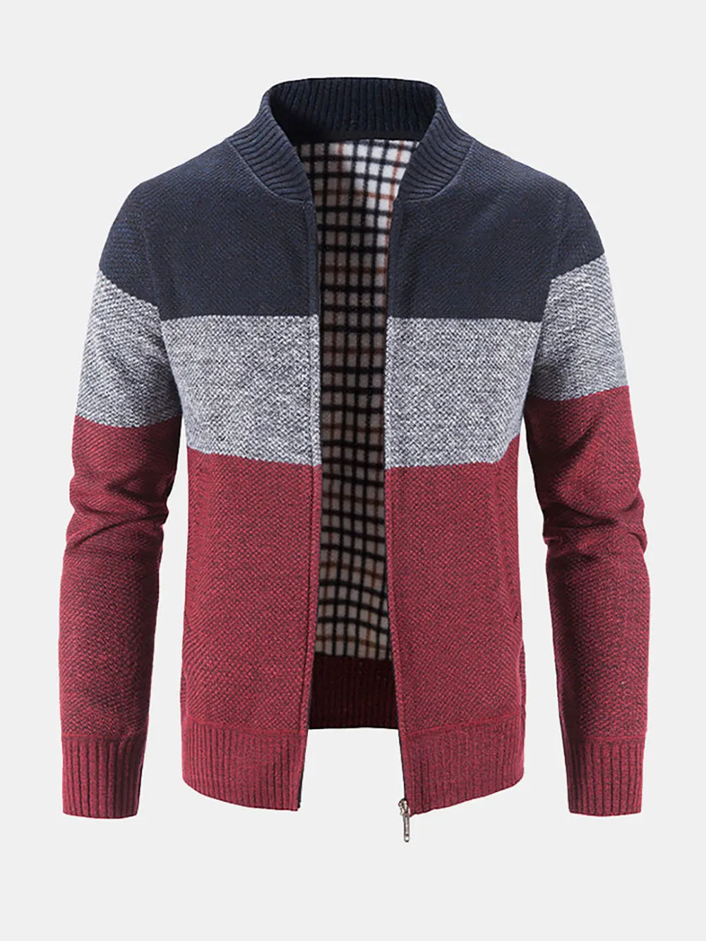 Baseball Collar Zip Up Cardigan