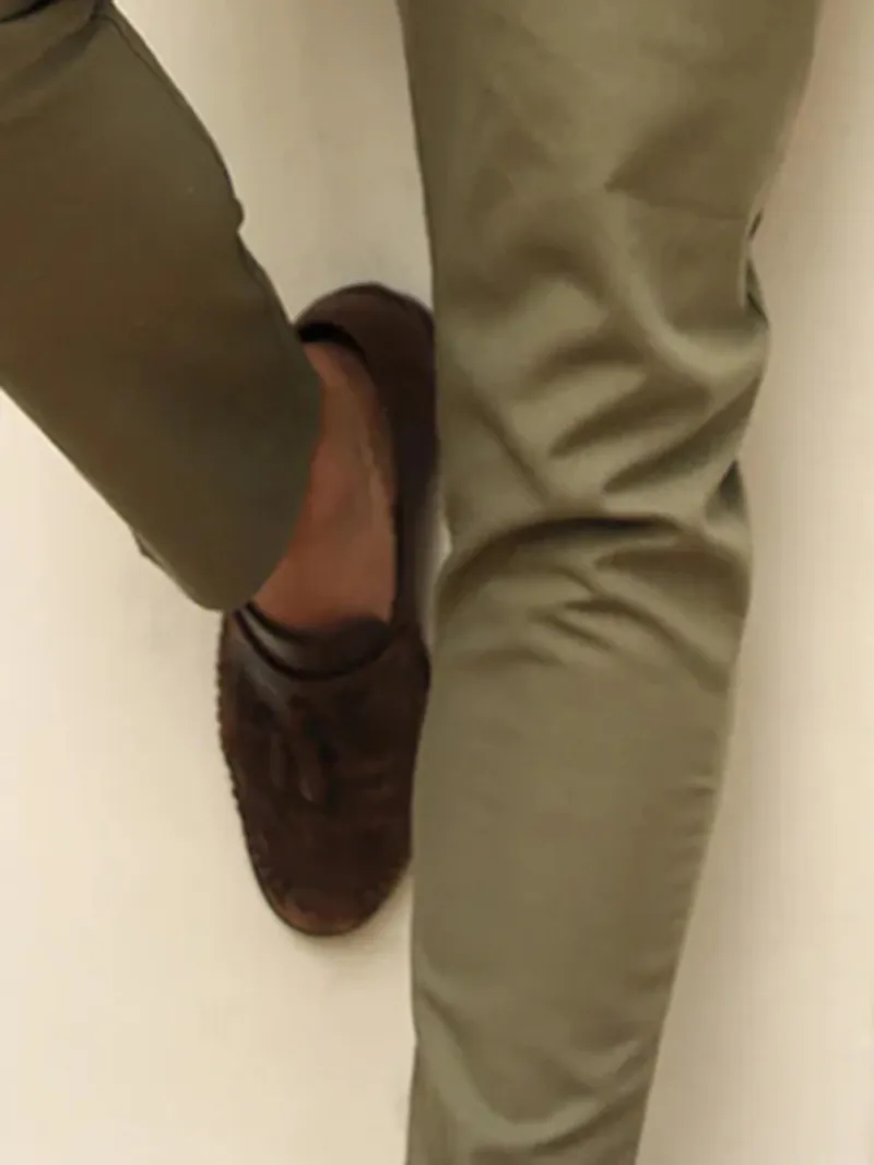 Green Elastic Twill Men's Pants