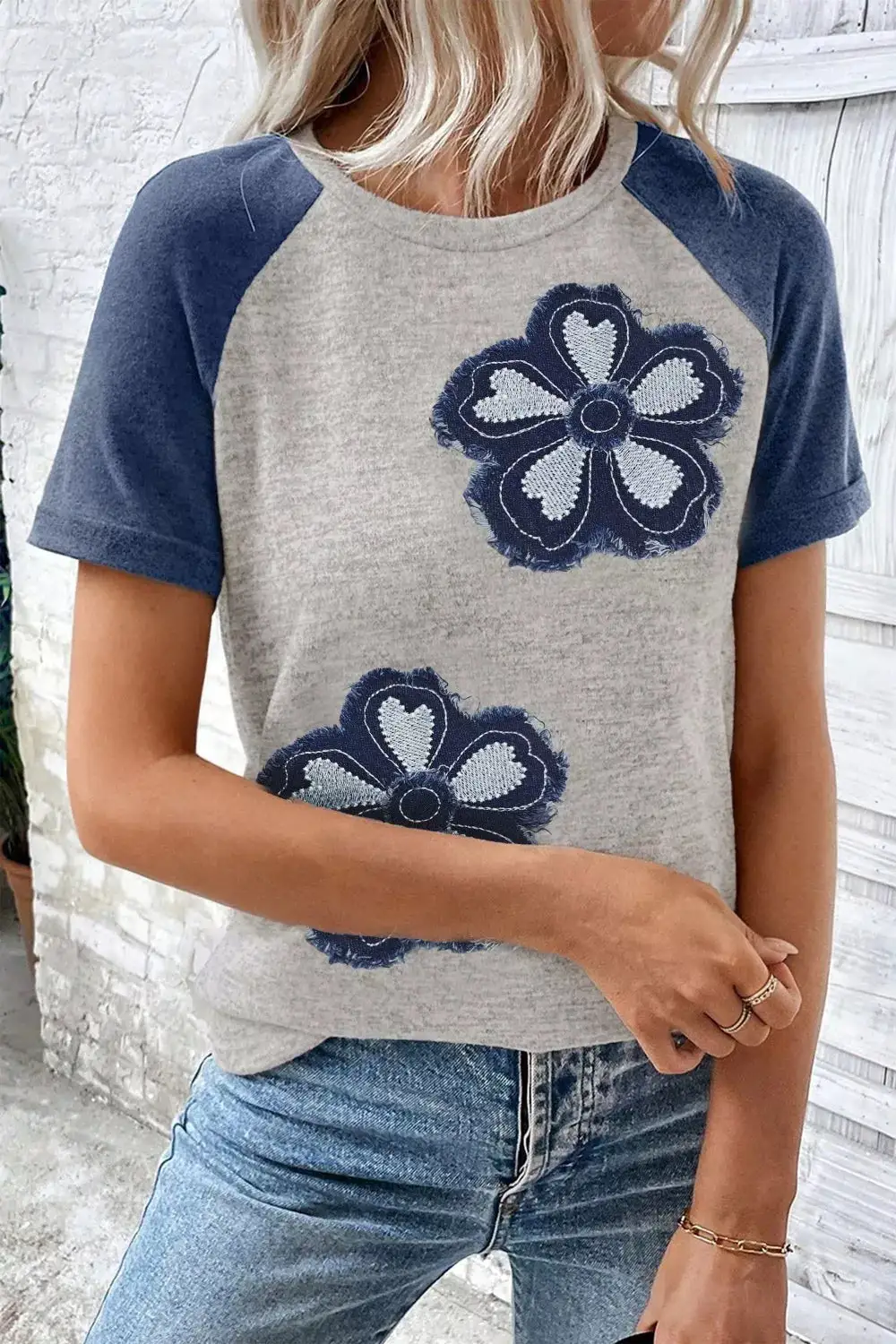 Floral Raglan Sleeve T Shirt