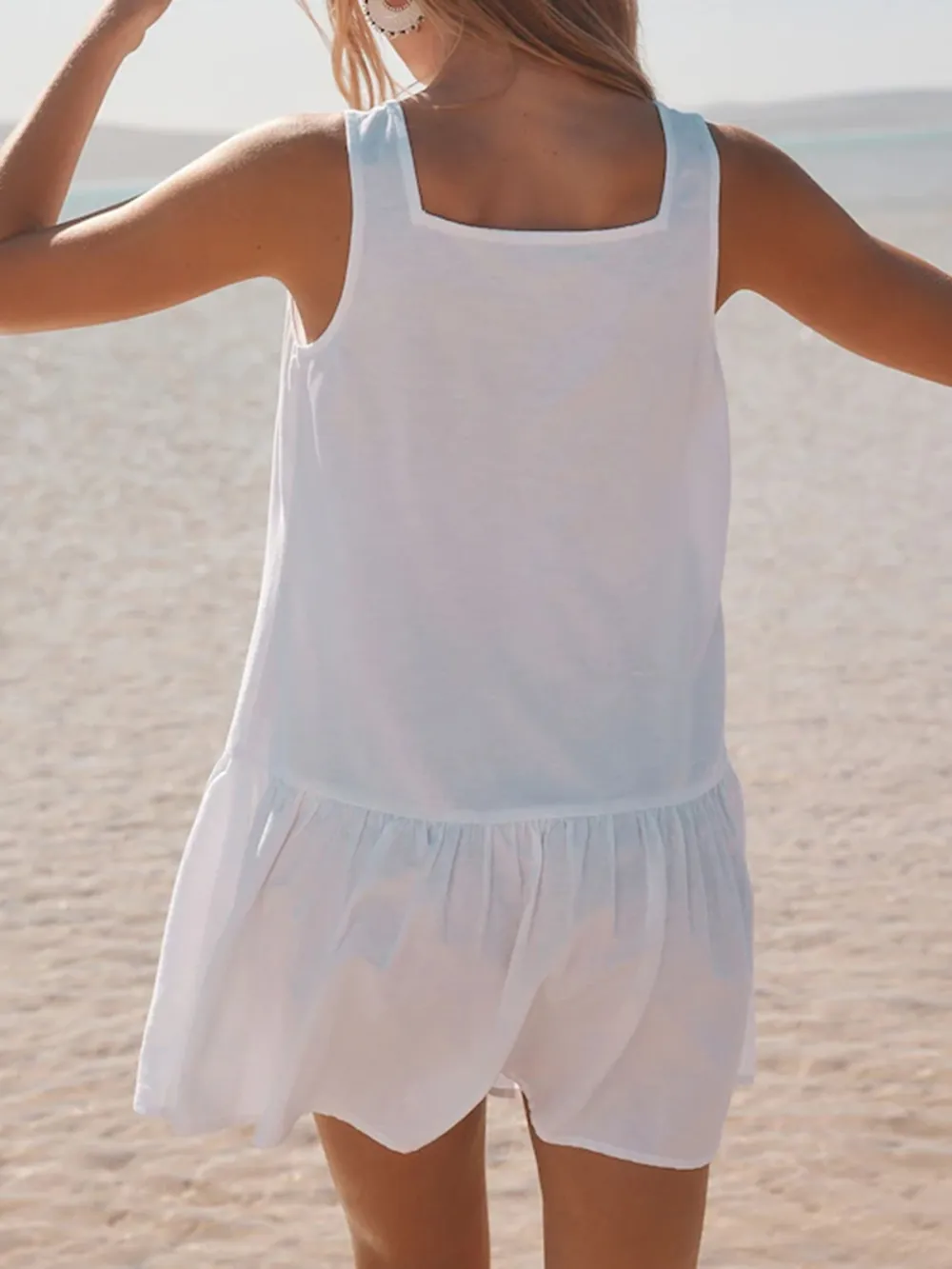 Basic Minimalist Bohemian Style Solid Color Dress
