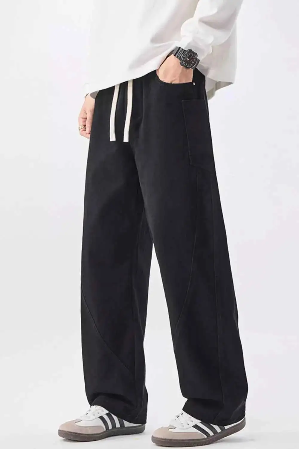 Loose Fit Drawstring Waist Jeans