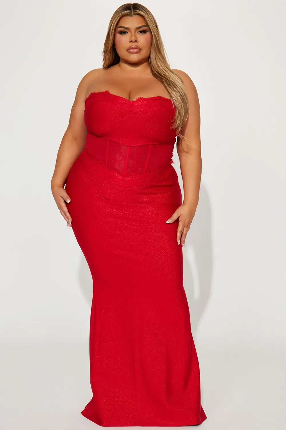 Vera Metallic Bandage Gown - Red