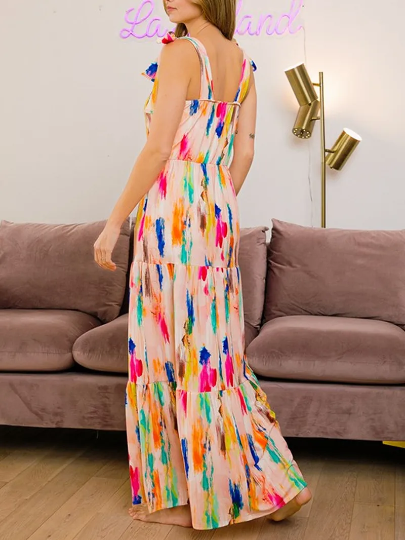 Elegant Art Print Long Dress
